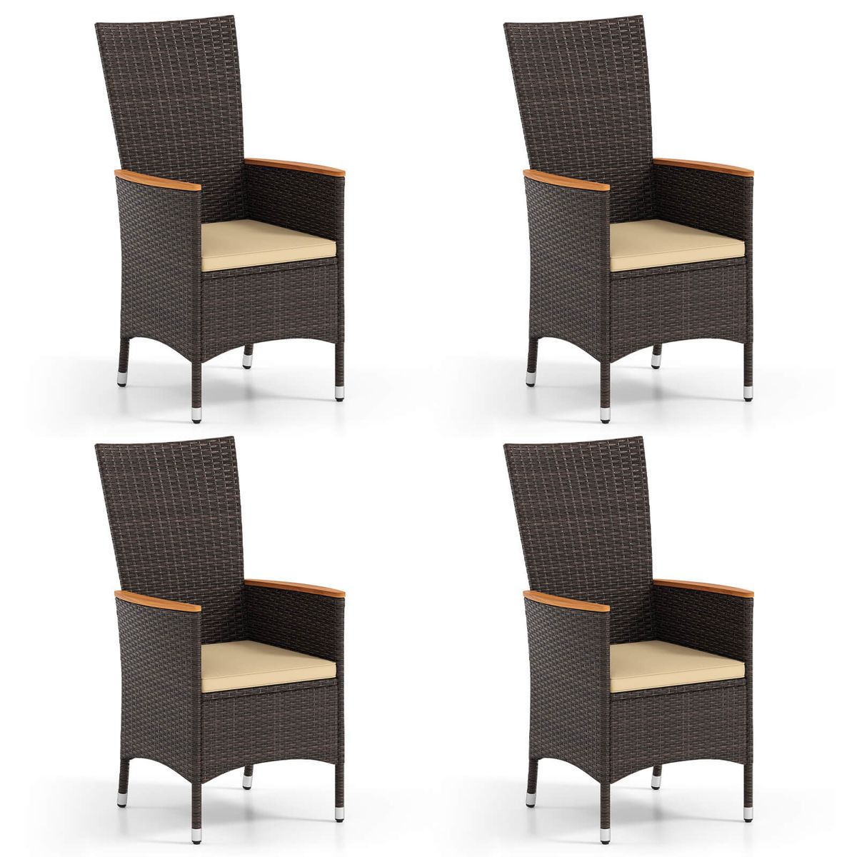 Photos - Garden Furniture Costway Patio Rattan Chairs  - Set of 4 HCST11342 (Set of 2 or 4)
