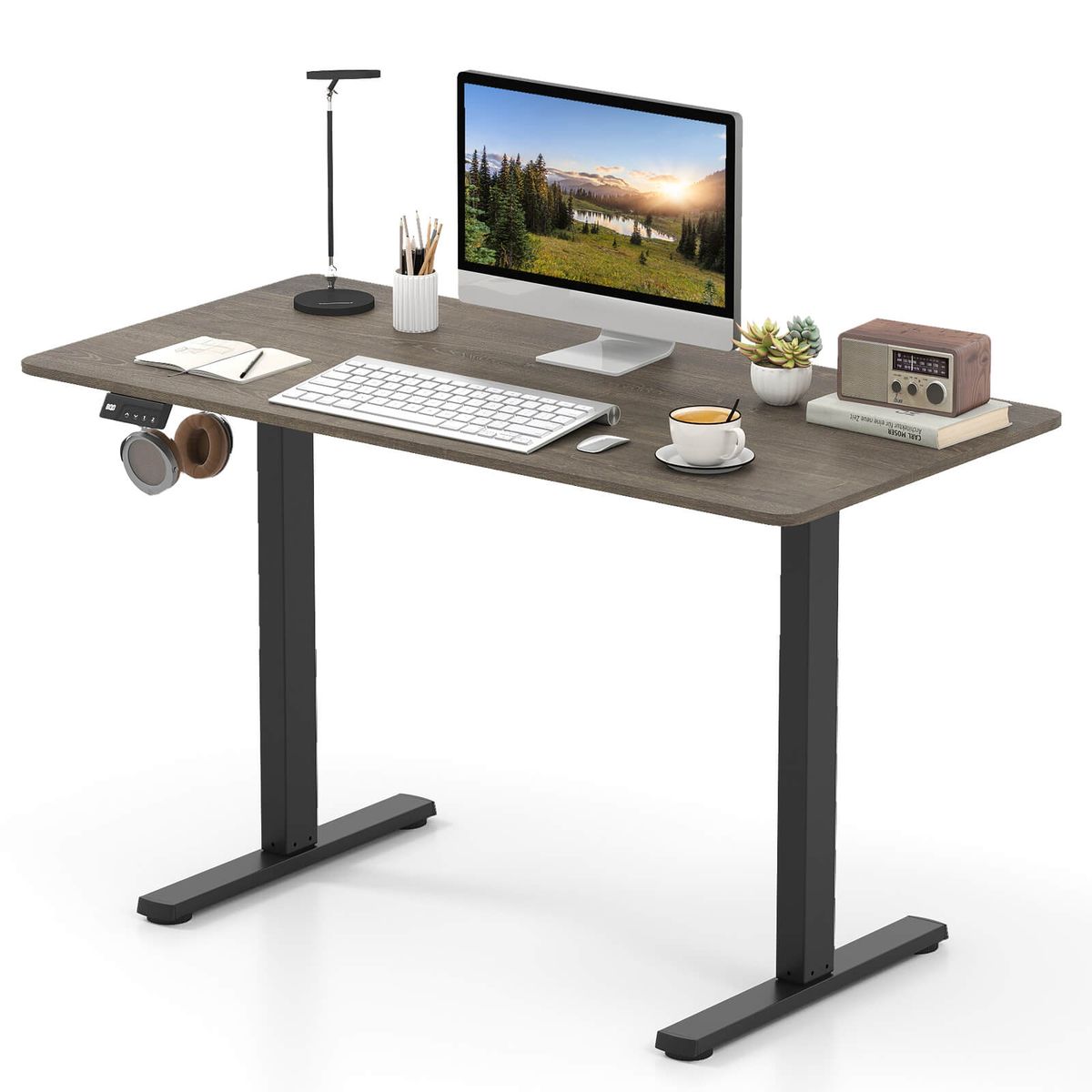 48&rdquo; x 24&rdquo; Electric Standing Desk with LED Display and 2 Memory Presets - Gray+Black