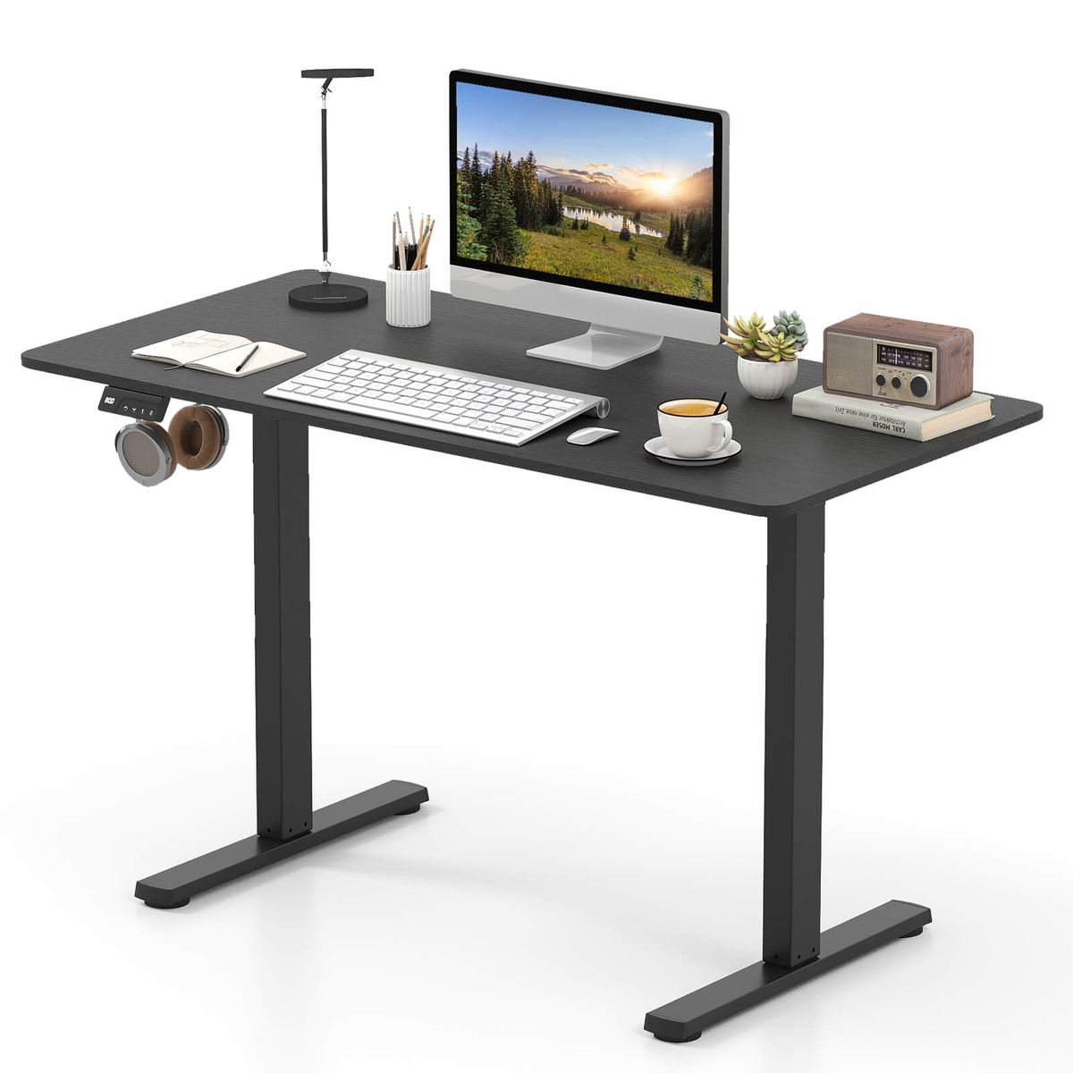 48” x 24” Electric Standing Desk with LED Display and 2 Memory Presets - Black