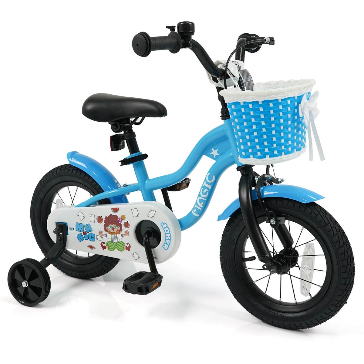 Children's Bike with Training Wheels and Adjustable Saddle - Navy-12”