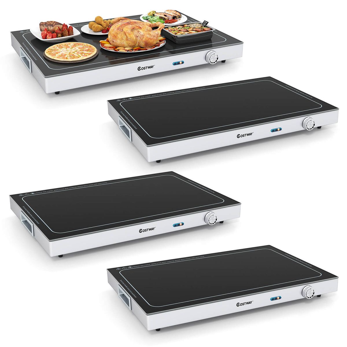 Electric Warming Tray with Built-In Thermostat - 4 PCS