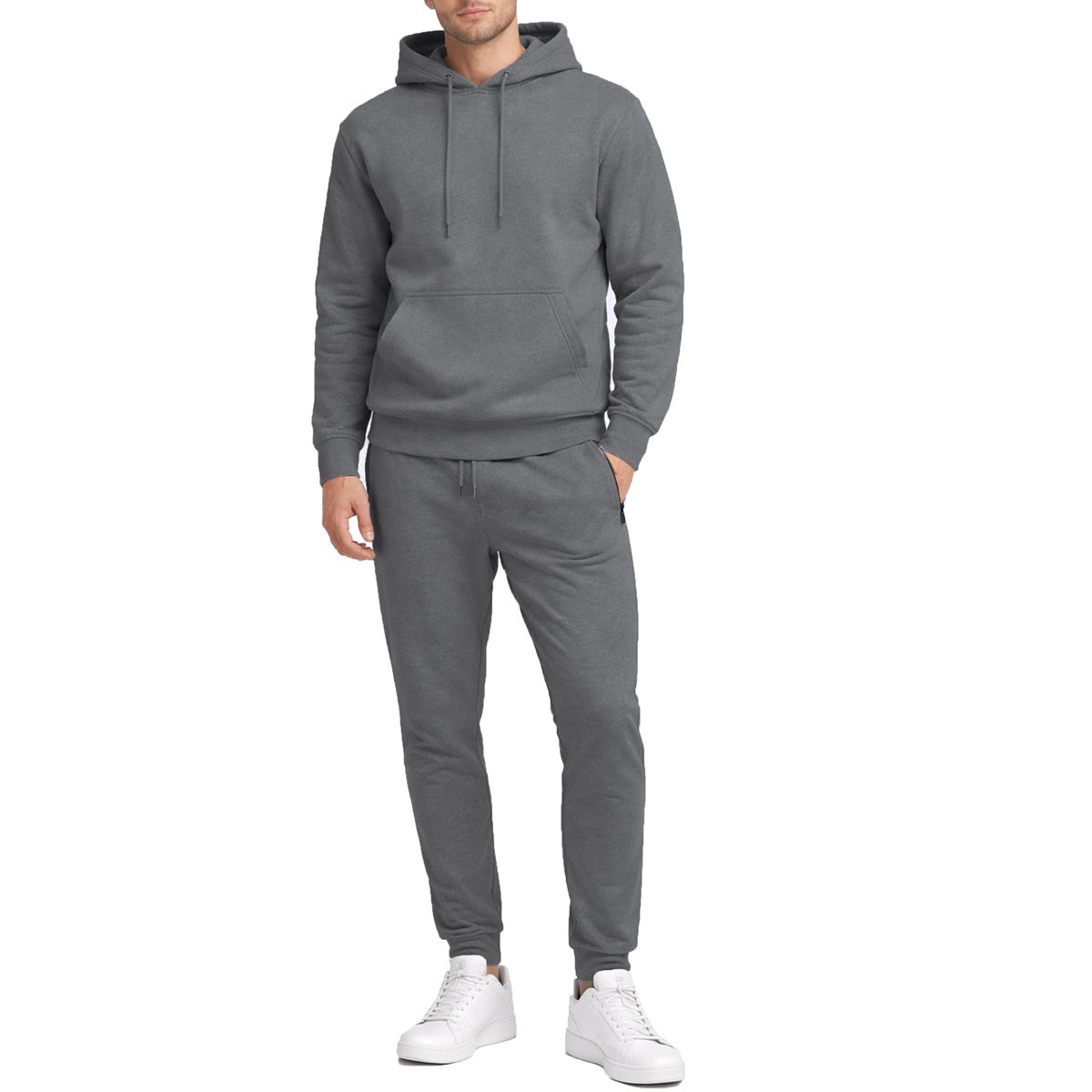 Men's Soft Fleece Cotton Blend Pullover Hoodie and Jogger Set - JK-2503-CH - XL