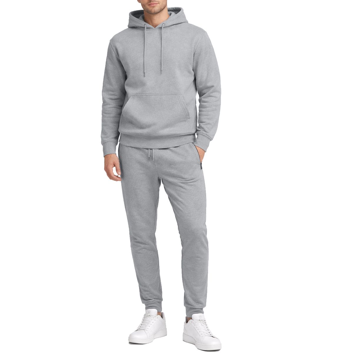 Men's Soft Fleece Cotton Blend Pullover Hoodie and Jogger Set - JK-2503-HG - L