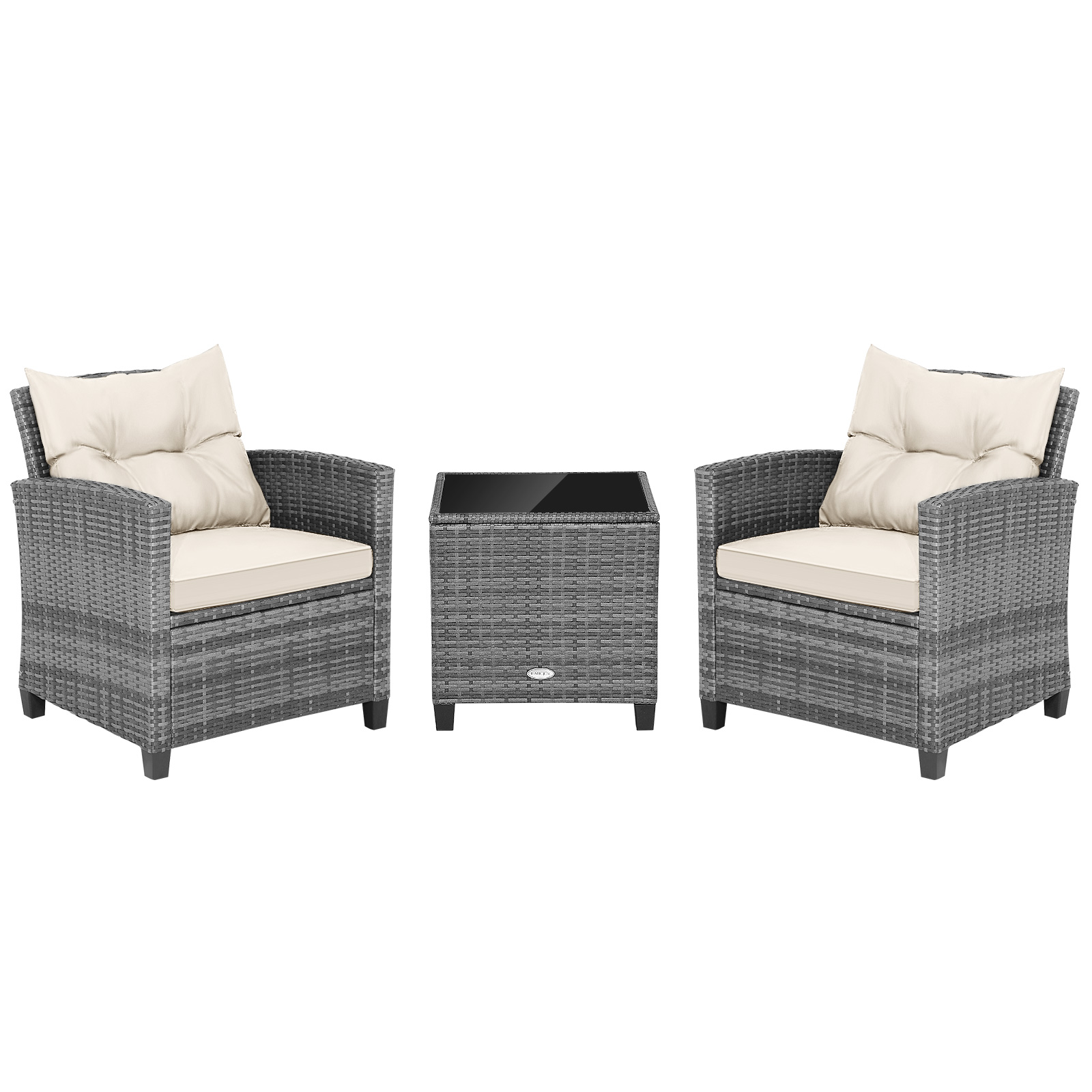 Patio Rattan Furniture Bistro Set (3 Pieces) - White