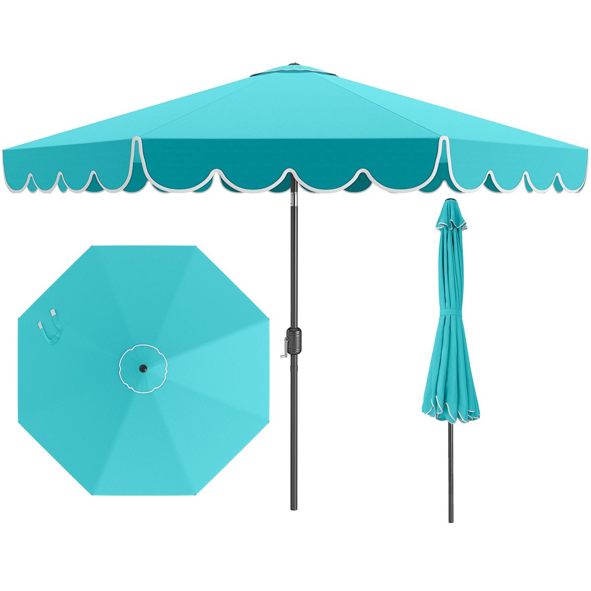 Photos - Parasol Costway Patio Umbrella  - 10 FT Patio Umbrella Blue HCST07536 (With or Without Solar Lights)