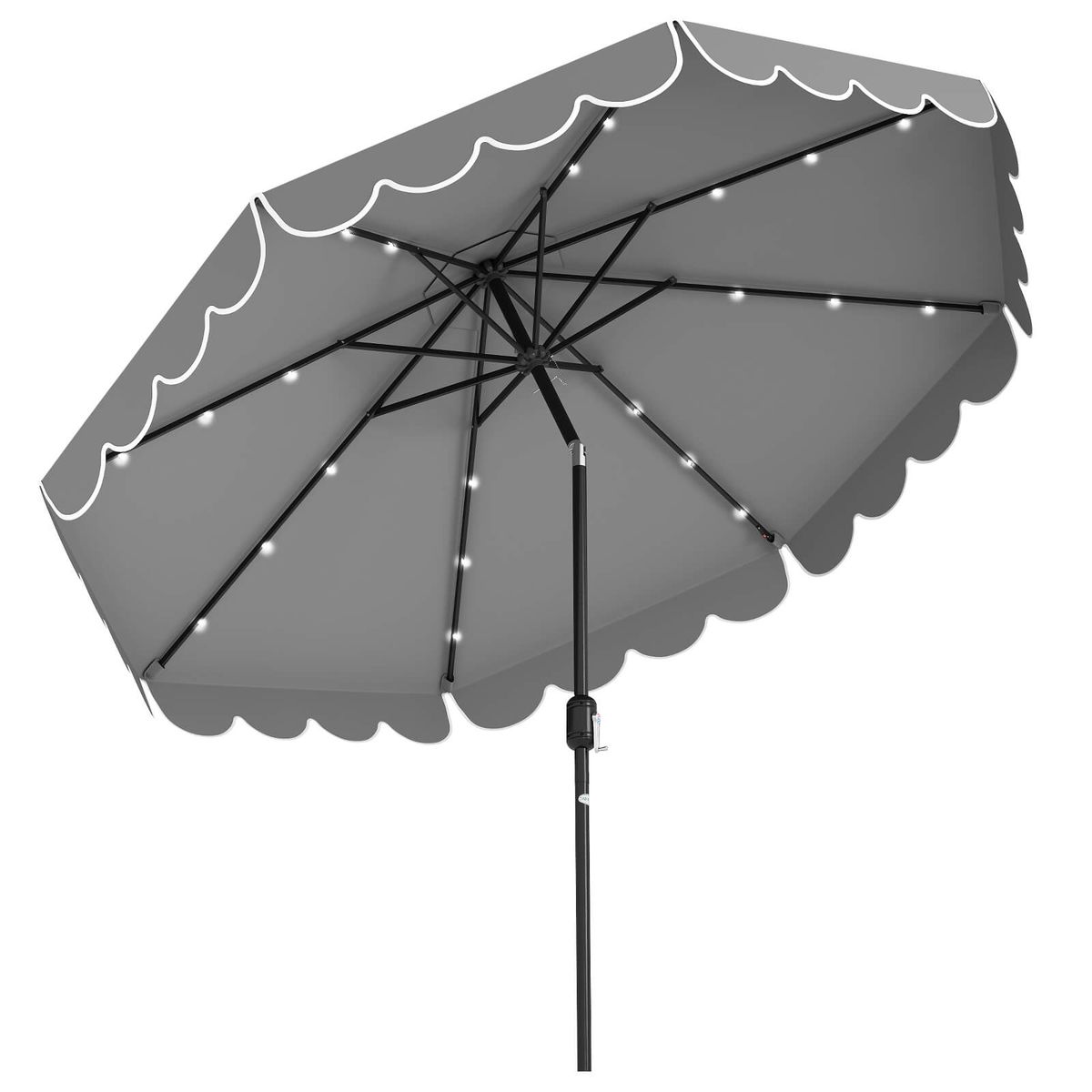 Photos - Parasol Costway Patio Umbrella  - 9.3ft Umbrella Gray w/ Lights HCST07698 (With or Without Solar Lights)