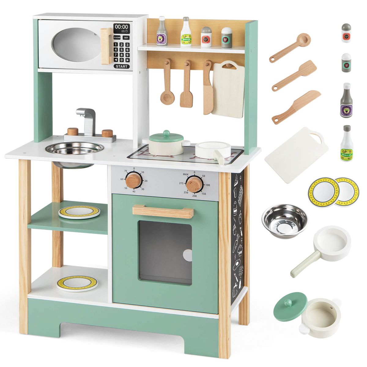 Kids' Play Kitchen - Green + White