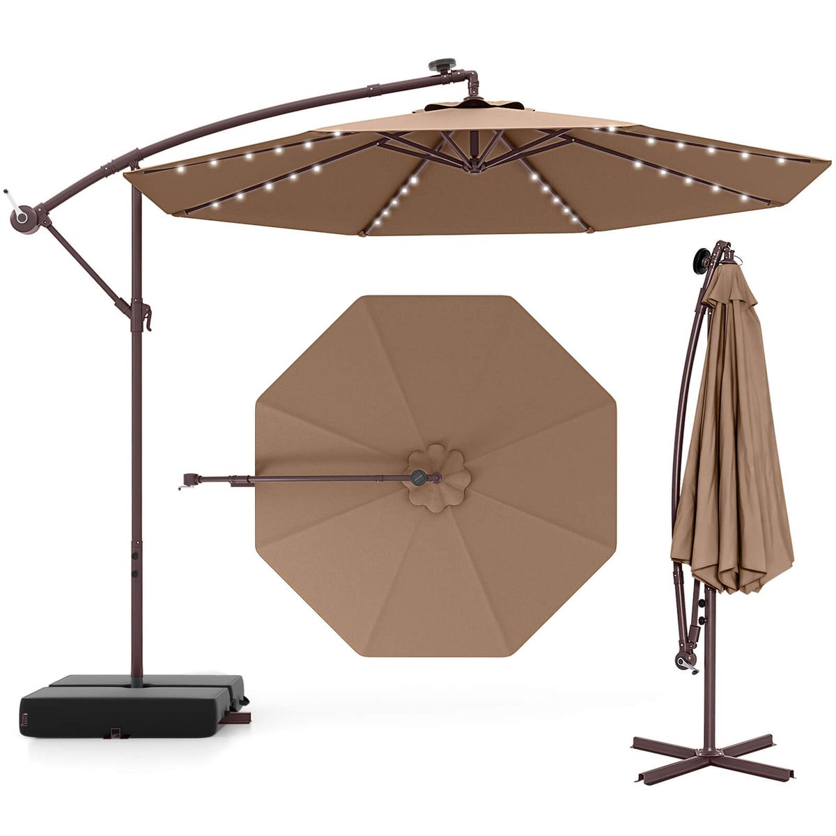 Patio Hanging Offset Umbrella - Coffee