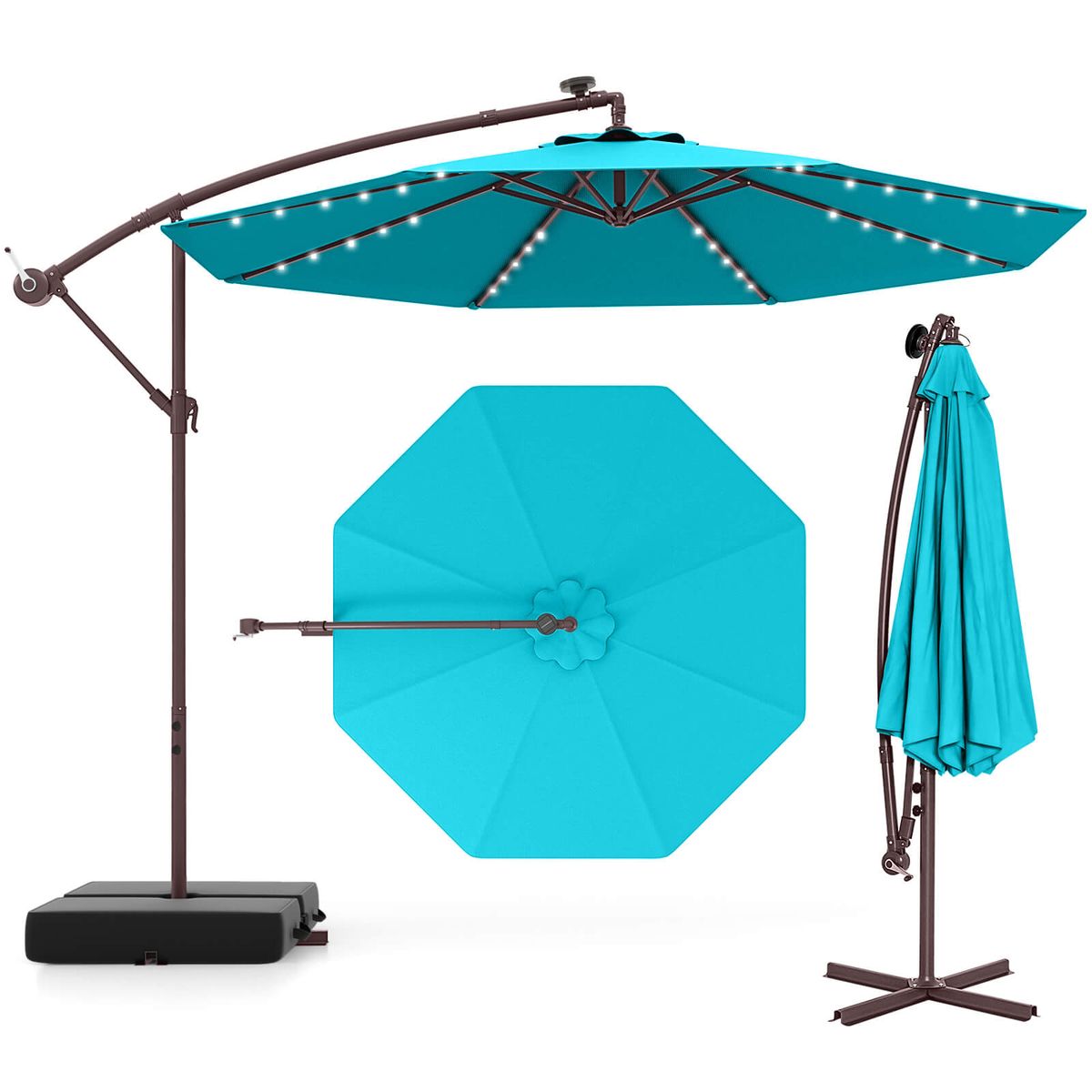 Photos - Parasol Costway Patio Hanging Offset Umbrella - Turquoise HCST06340 