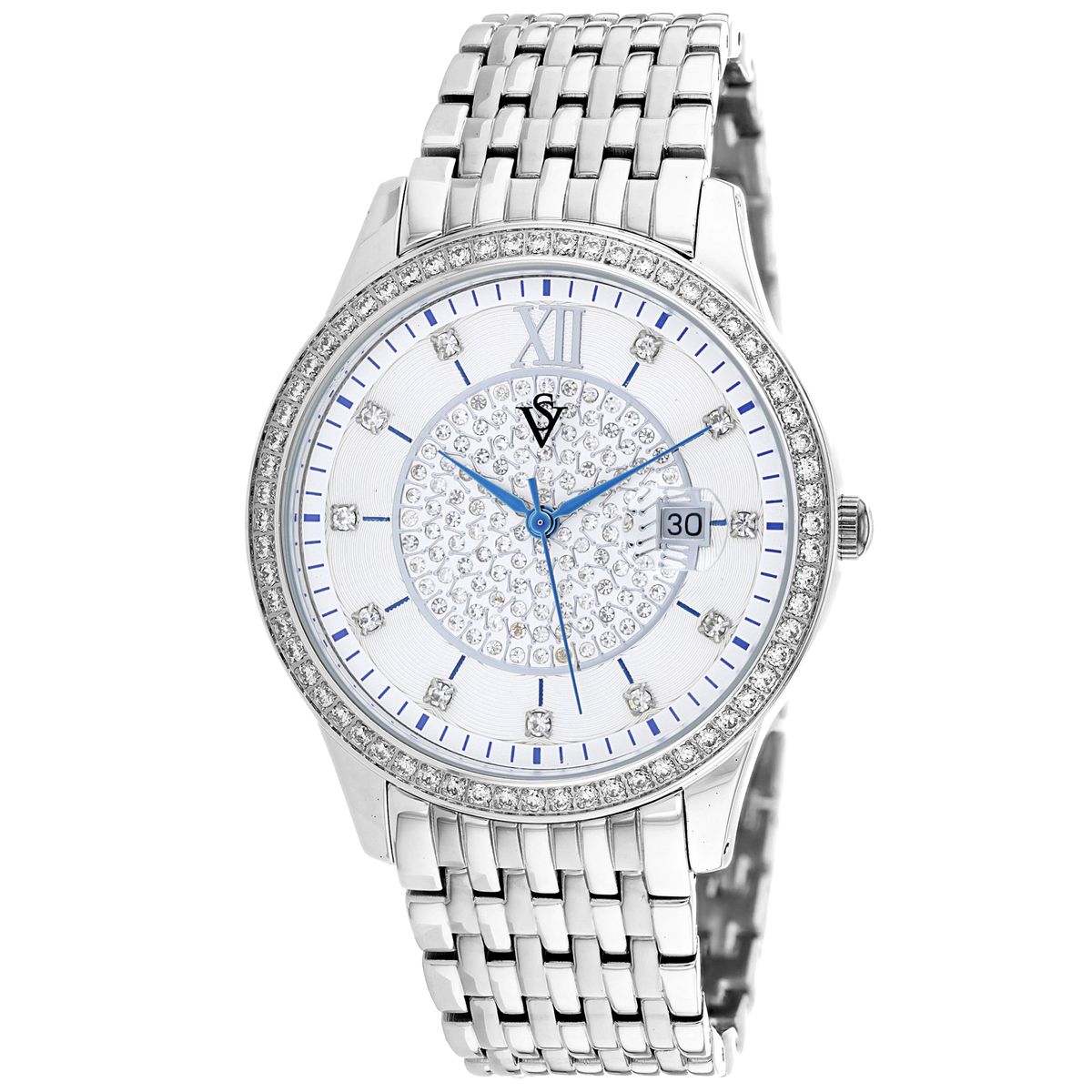 CV0480 40 mm Carla Quartz White Dial Round Ladies Watch, Silver