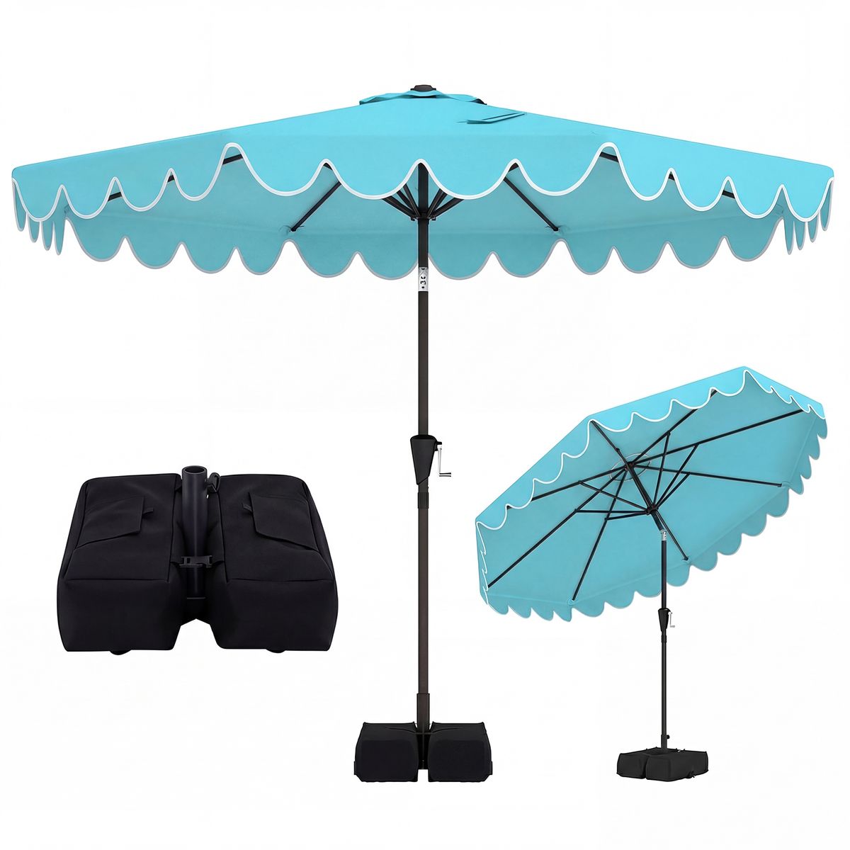 Photos - Parasol Costway Ruffled Patio Umbrella with Base - 10 FT-Tur HCST13158 