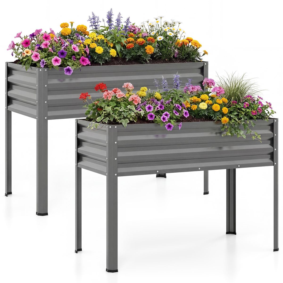 Raised Garden Bed (1 or 2-Pack) - Gray-2