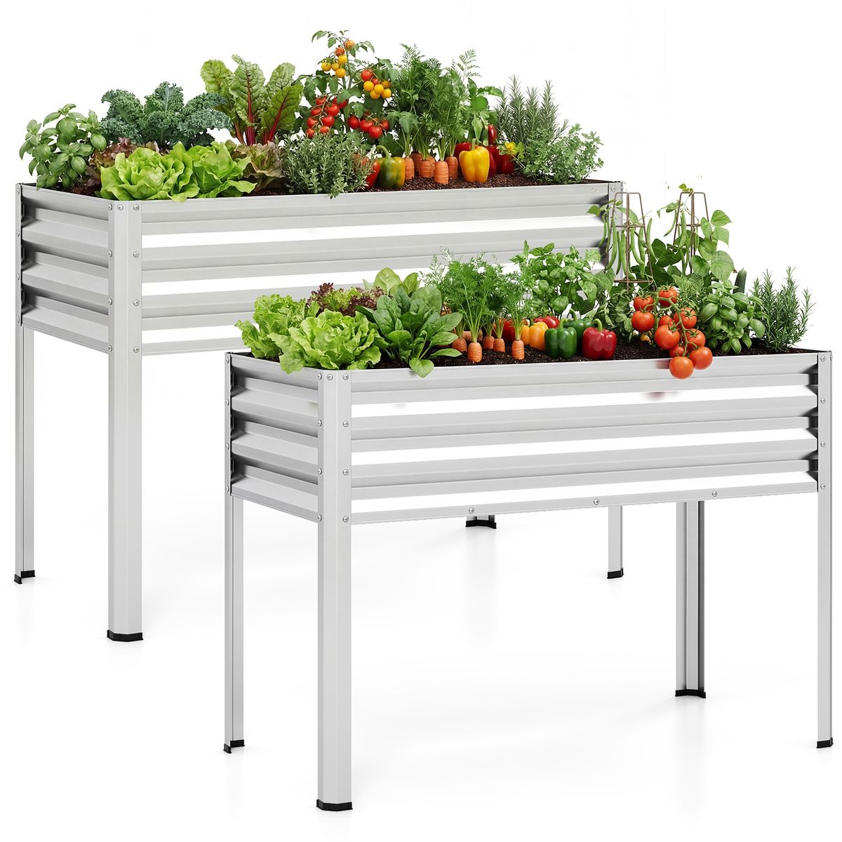 Raised Garden Bed (1 or 2-Pack) - Silver-2