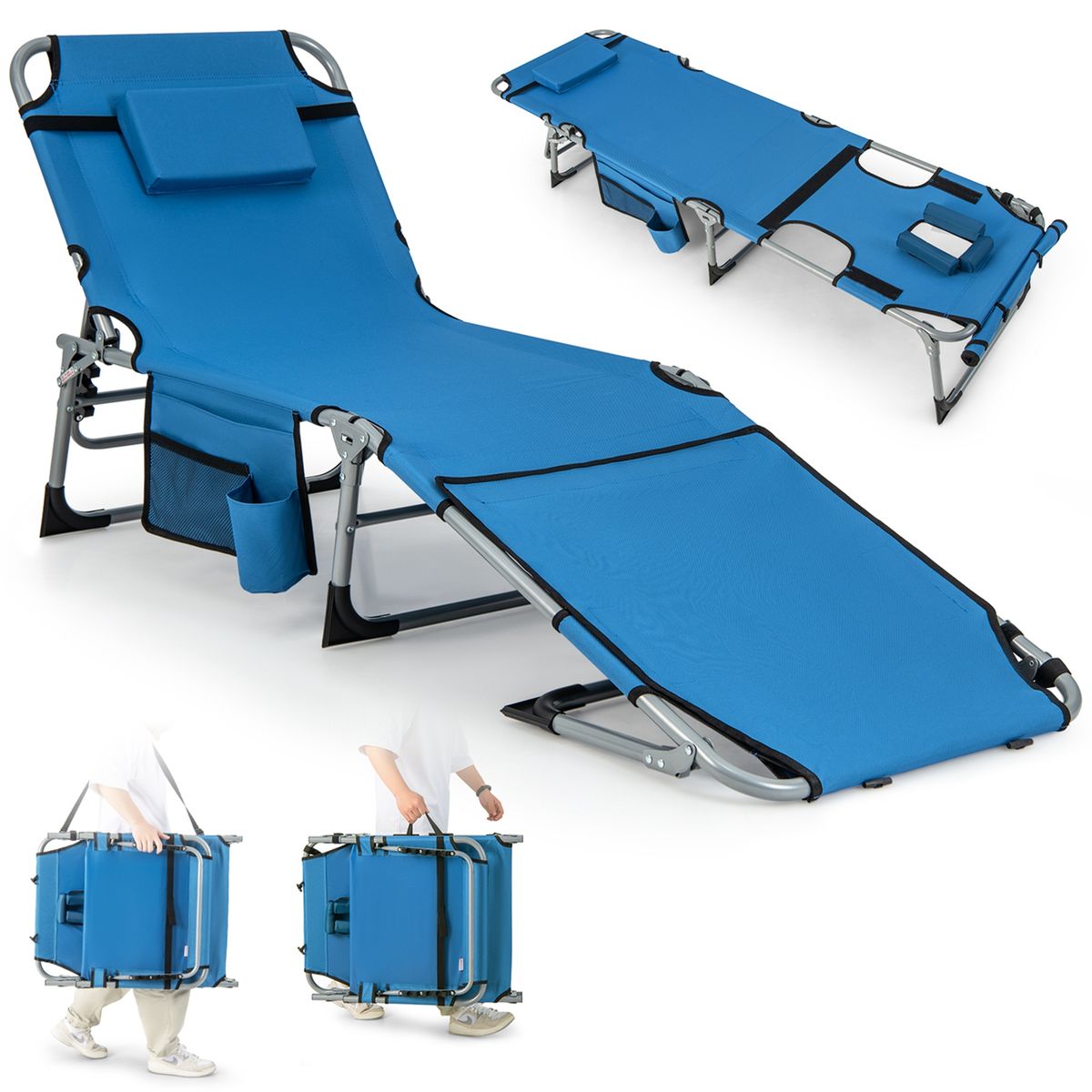 Outdoor Folding Chaise Lounge (1- or 2-Pack) - Blue