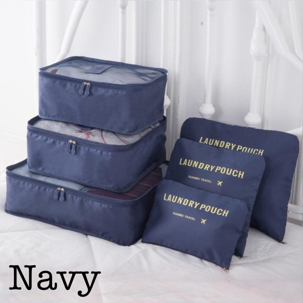 Photos - Travel Accessory Private Label 6-Piece Travel Organizer Set - Navy TRAVEL6 NAVY