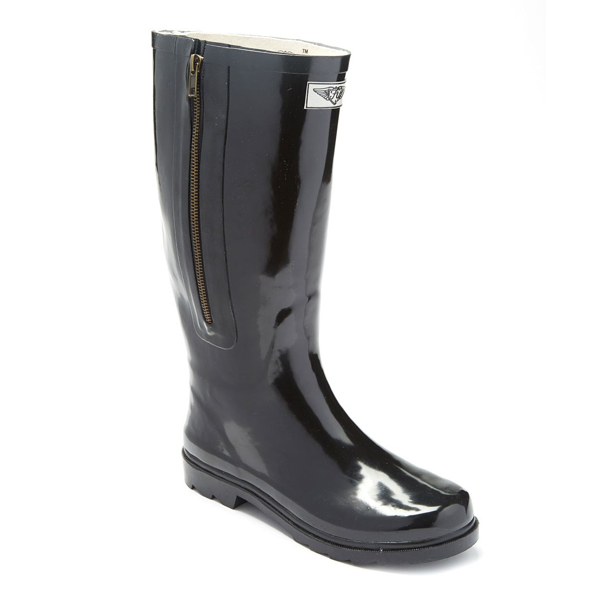 Women's Forever Side Zipper Rubber Rainboots - rb-6035-Black-9