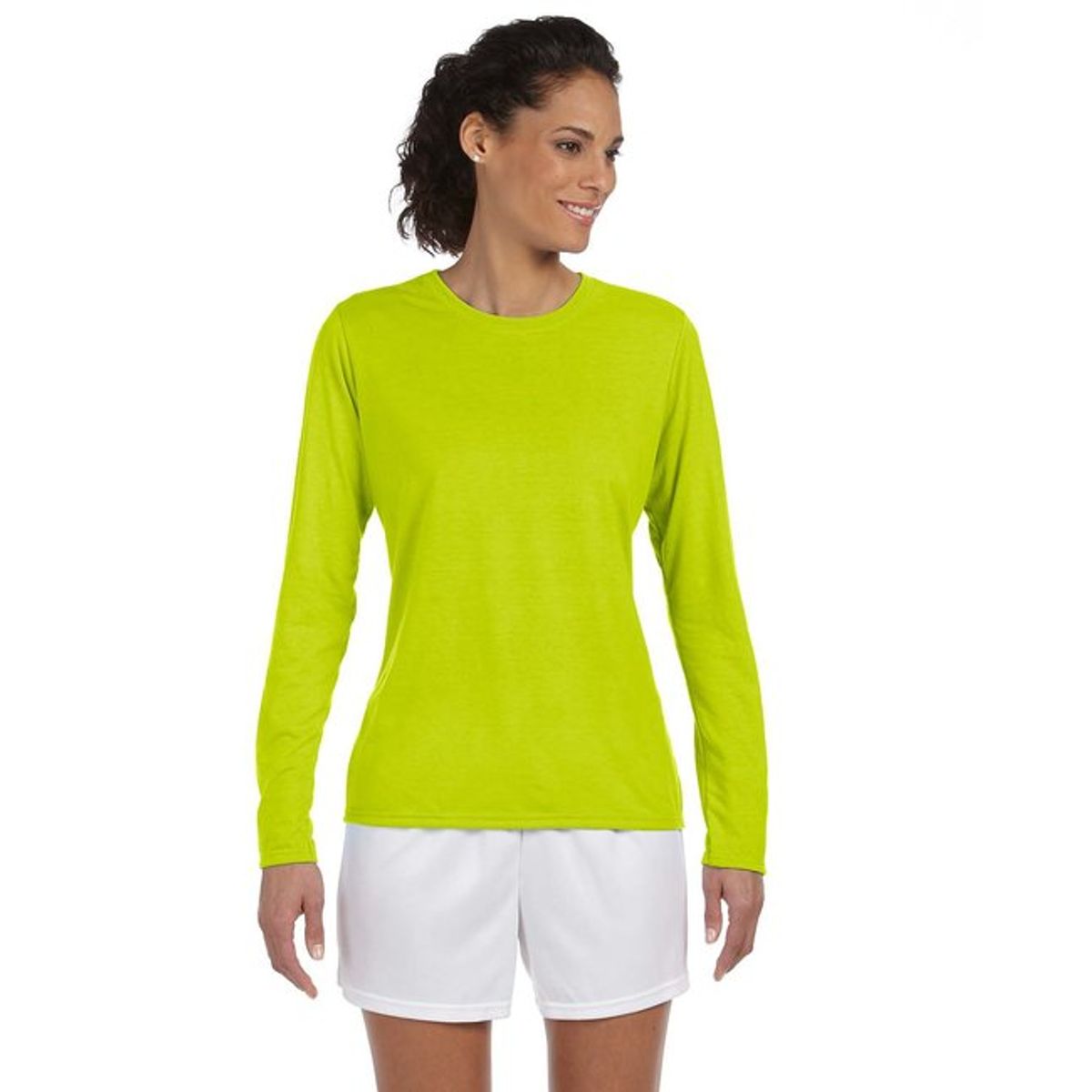 Gildan Ladies Performance LongSleeve TShirt  Safety Green