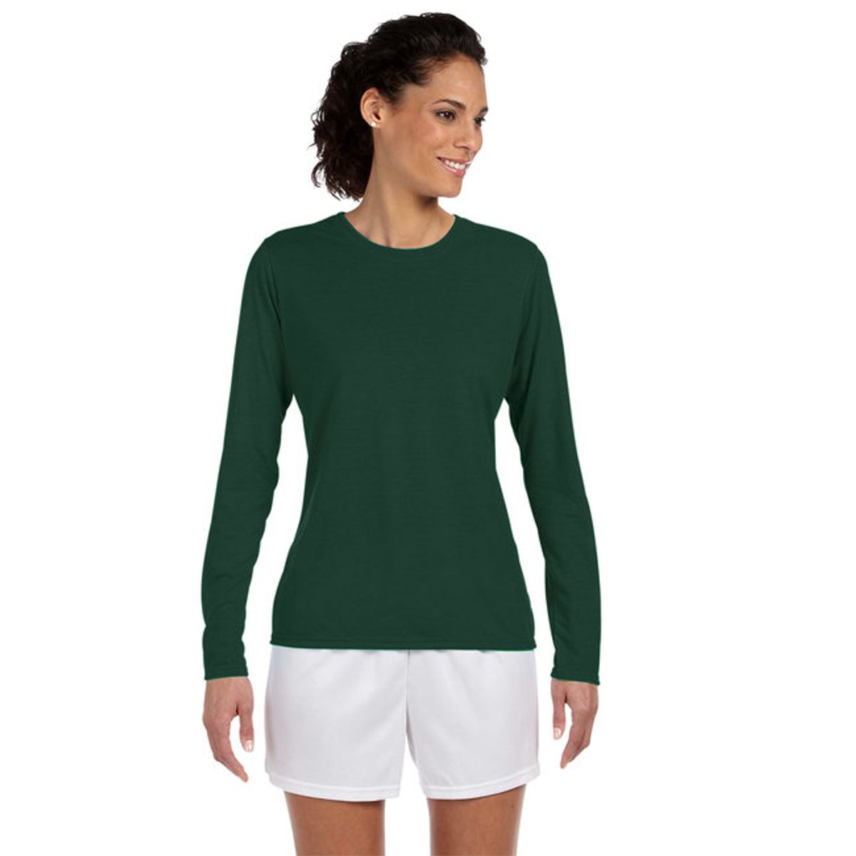 Gildan Ladies Performance LongSleeve TShirt  Forest Green