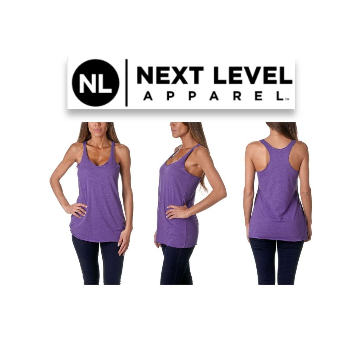Next Level Apparel Ladies French Terry Racerback Tank  Purple Rush