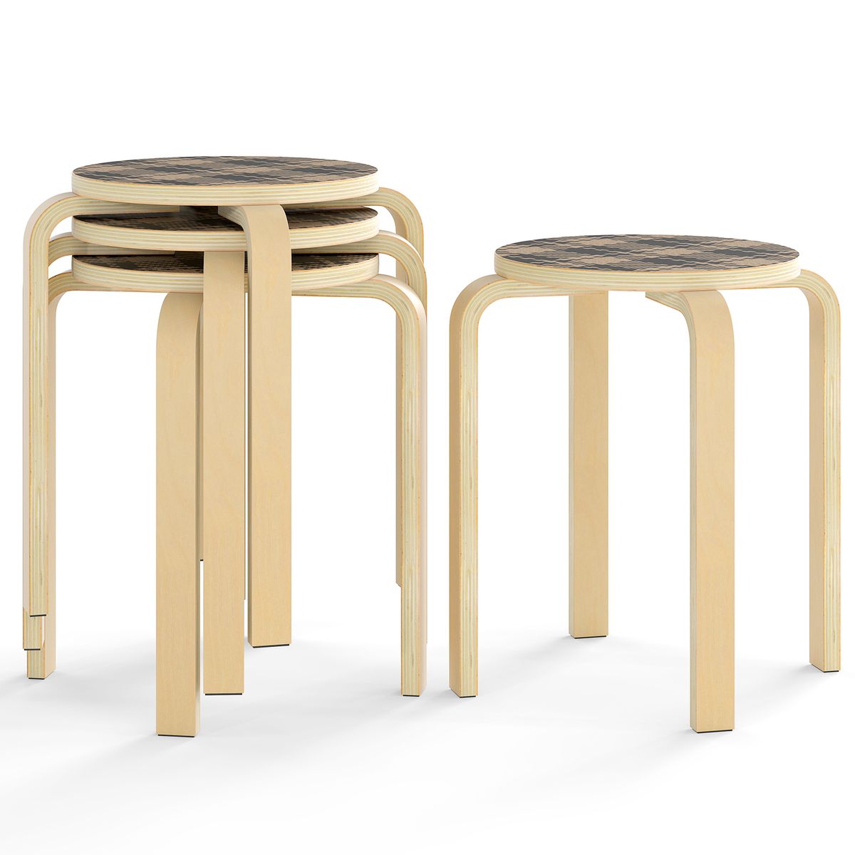 Round Stacking Stool (4-Pack) - Stool-Natural