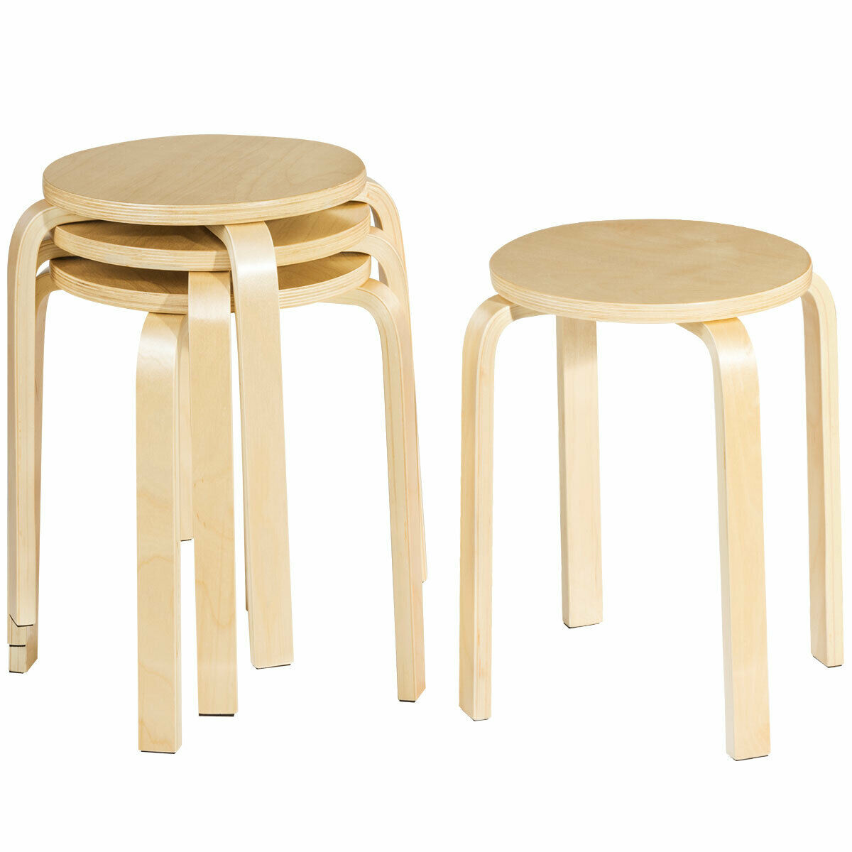 Photos - Chair Costway Round Stacking Stool - Stool-Yellow HCST10307 (4-Pack)