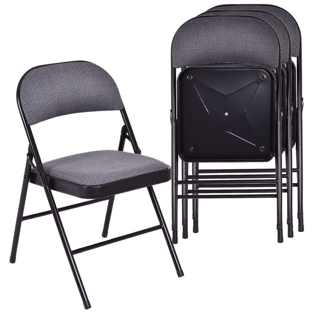Photos - Chair Costway Upholstered Folding   -  Set of 4 Folding Chair HW54164 (Set of 2)