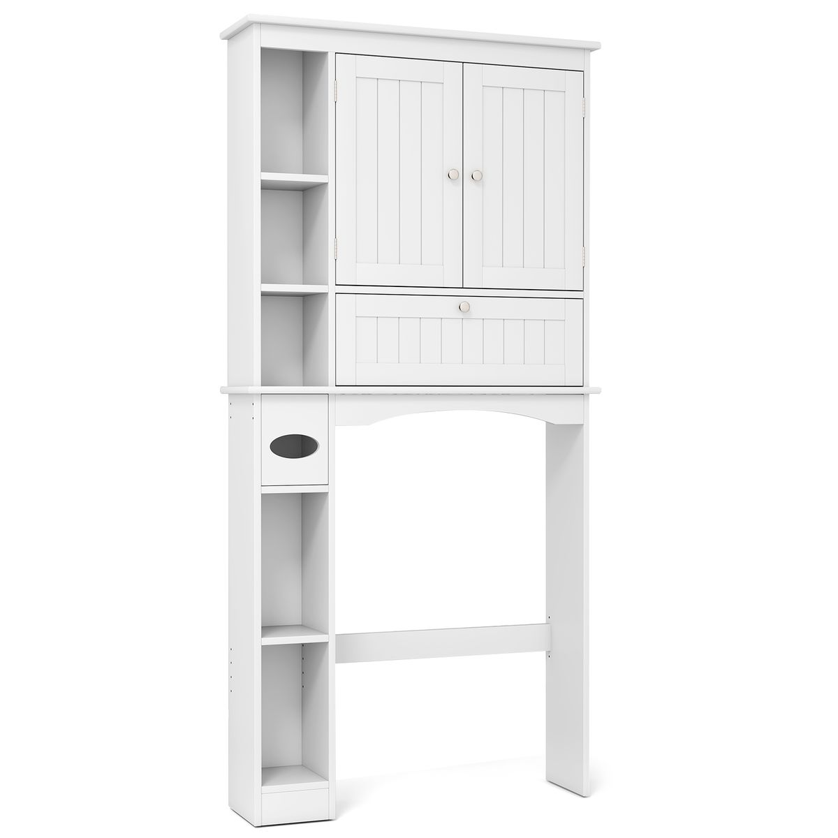 Over the Toilet Storage Cabinet with Toilet Paper Holder - Storage Cabinet-White