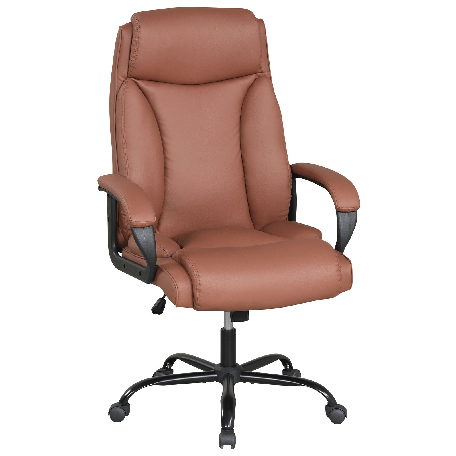 Photos - Computer Chair Costway Big & Tall Adjustable High Back Leather Office Chair - Office Chair-Brown HCST14237