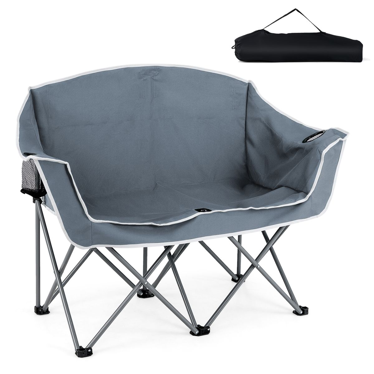 Double Duo Camping Chair  - Lawn Chair-Gray