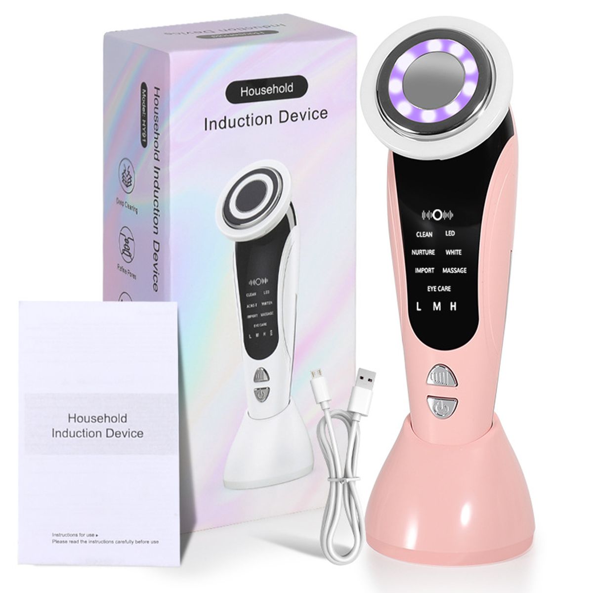 7-in-1 Facial Skin Care Massager Device - Pink