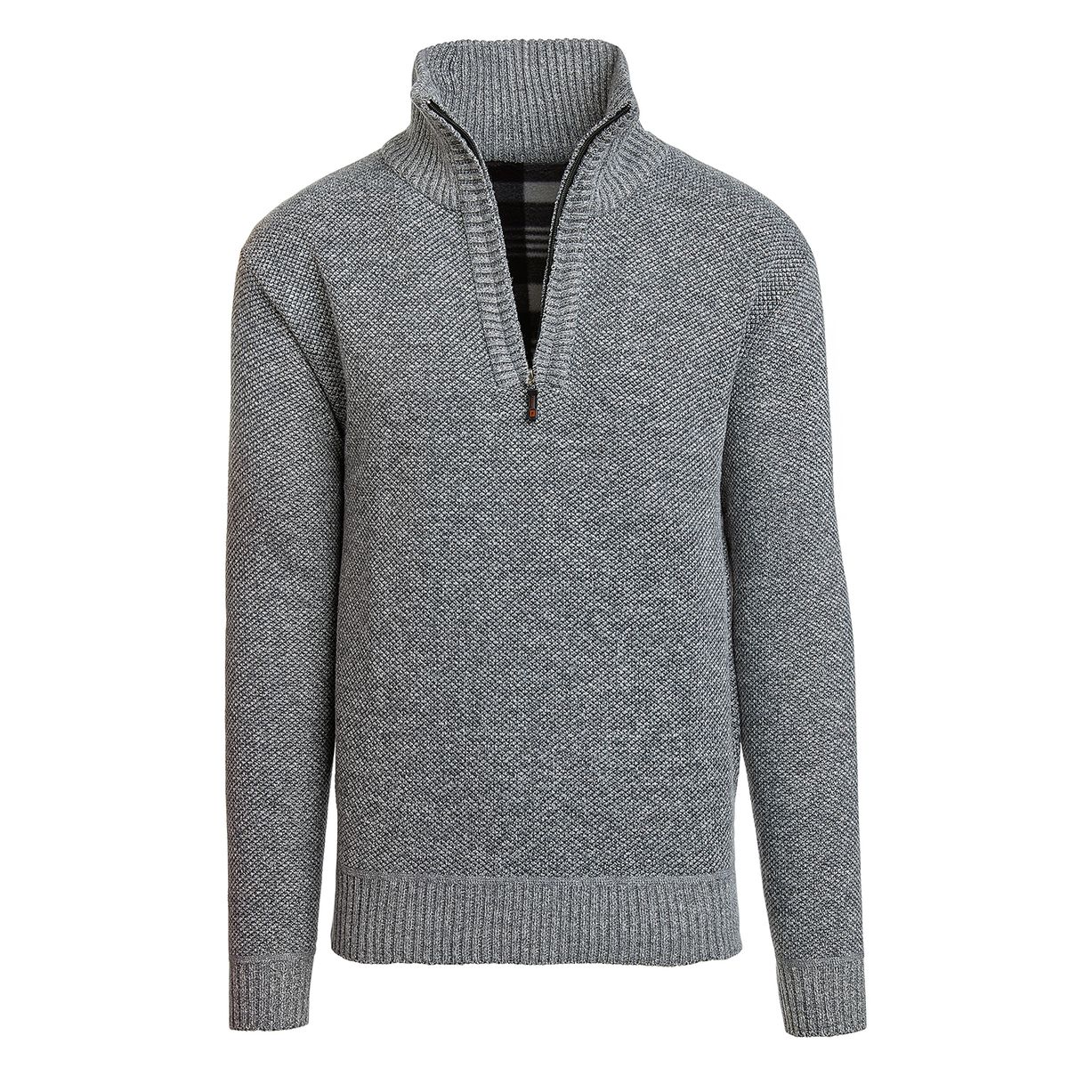 Men's Casual Half-Zip Fleece Sweater Jacket - XXL / Light Gray