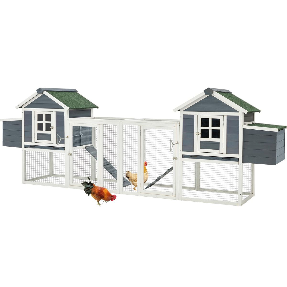 Photos - Pet Carrier / Crate AECOJOY 144” Large Wooden Chicken Coop with Ramps and Nesting Boxes - 12033GR-UG01 12033GR-UG01