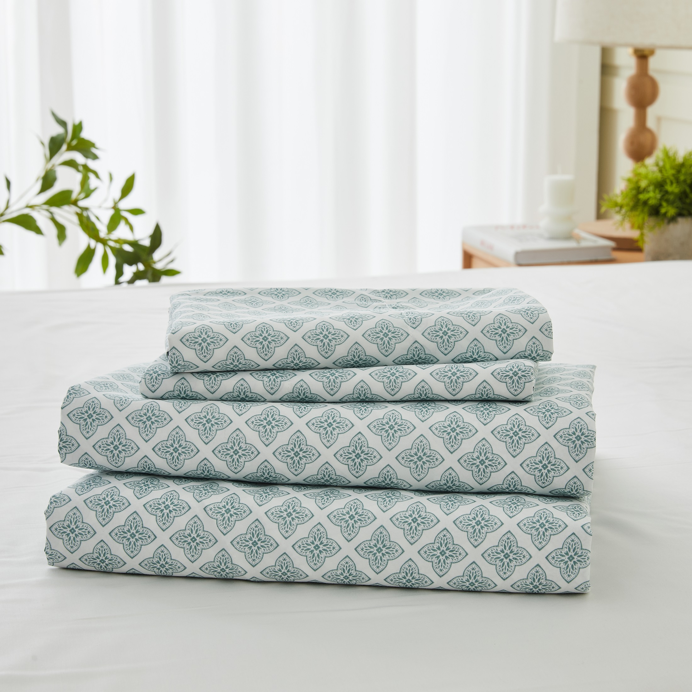 Photos - Bed Linen Kathy Ireland Kathy Ireland Extra Soft Printed Sheet Set - Twin / Mint Trellis 1293TWMTTR(4 Pieces)