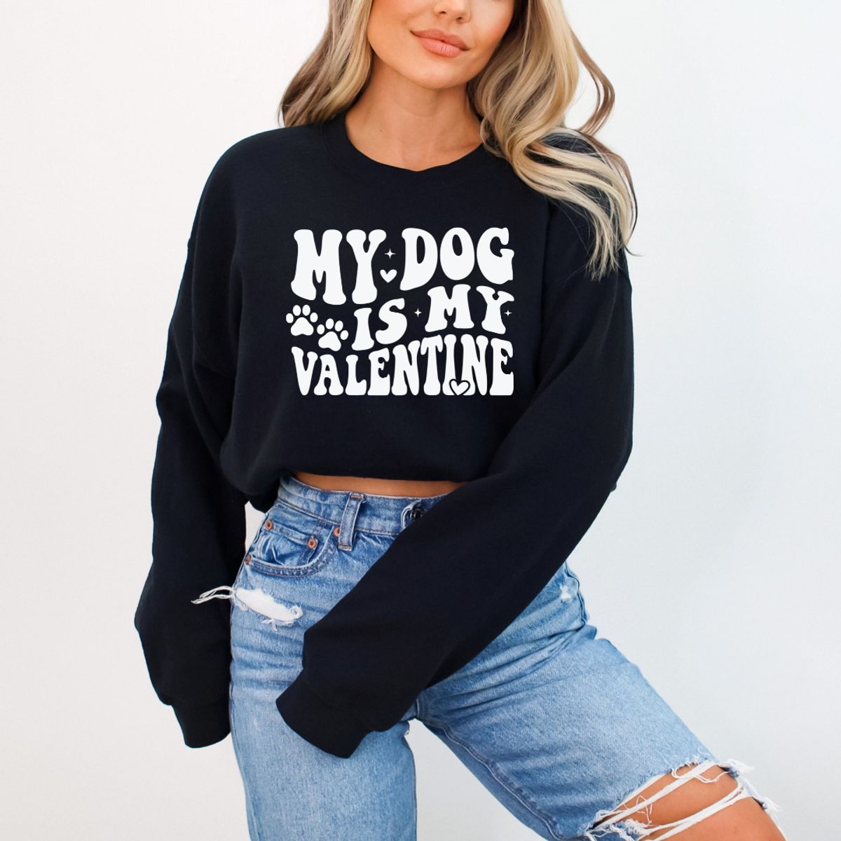 My Dog is my Valentine  Design Sweater  Black  Medium