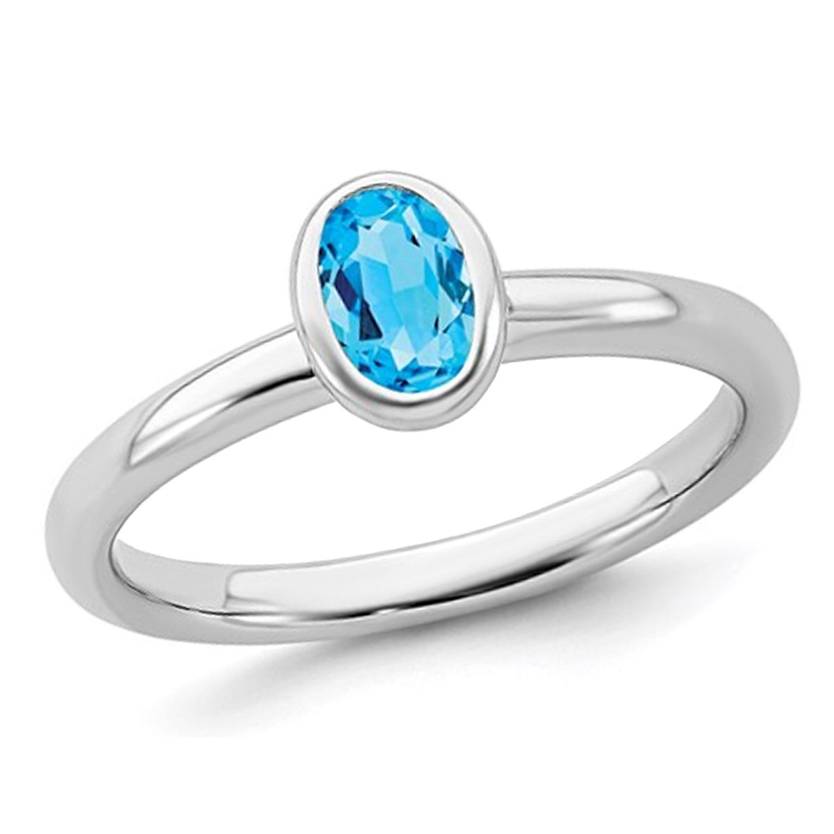 Photos - Ring Gem & Harmony Blue Topaz Stacking 2/5 Carat in Sterling Silver - size: 10 68QGG0445BT-10