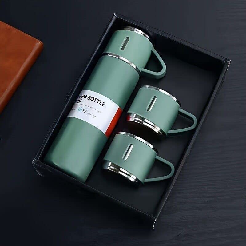 3-Lid Insulated Water Bottle - Green