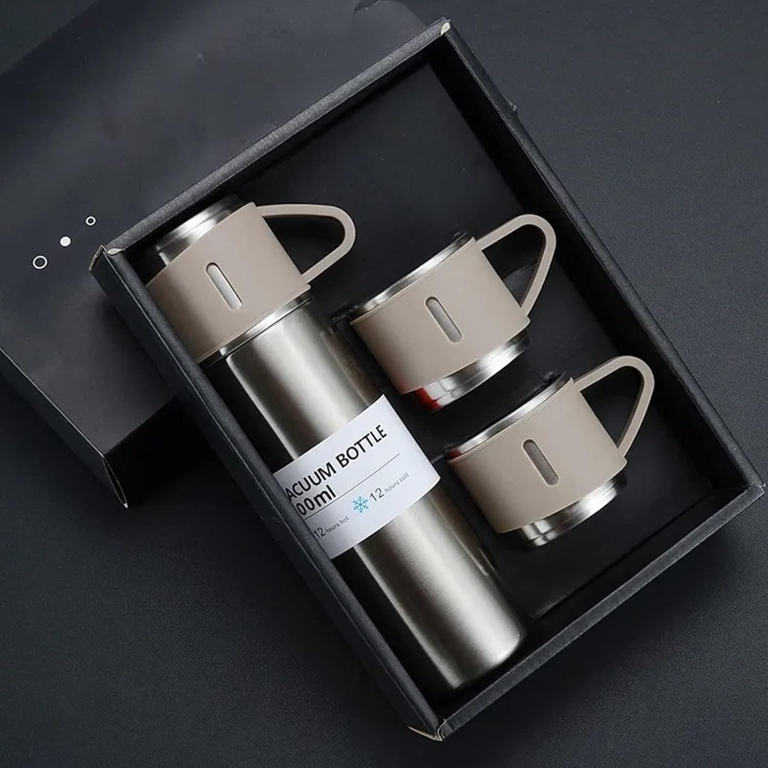 3Lid Insulated Water Bottle  Silver