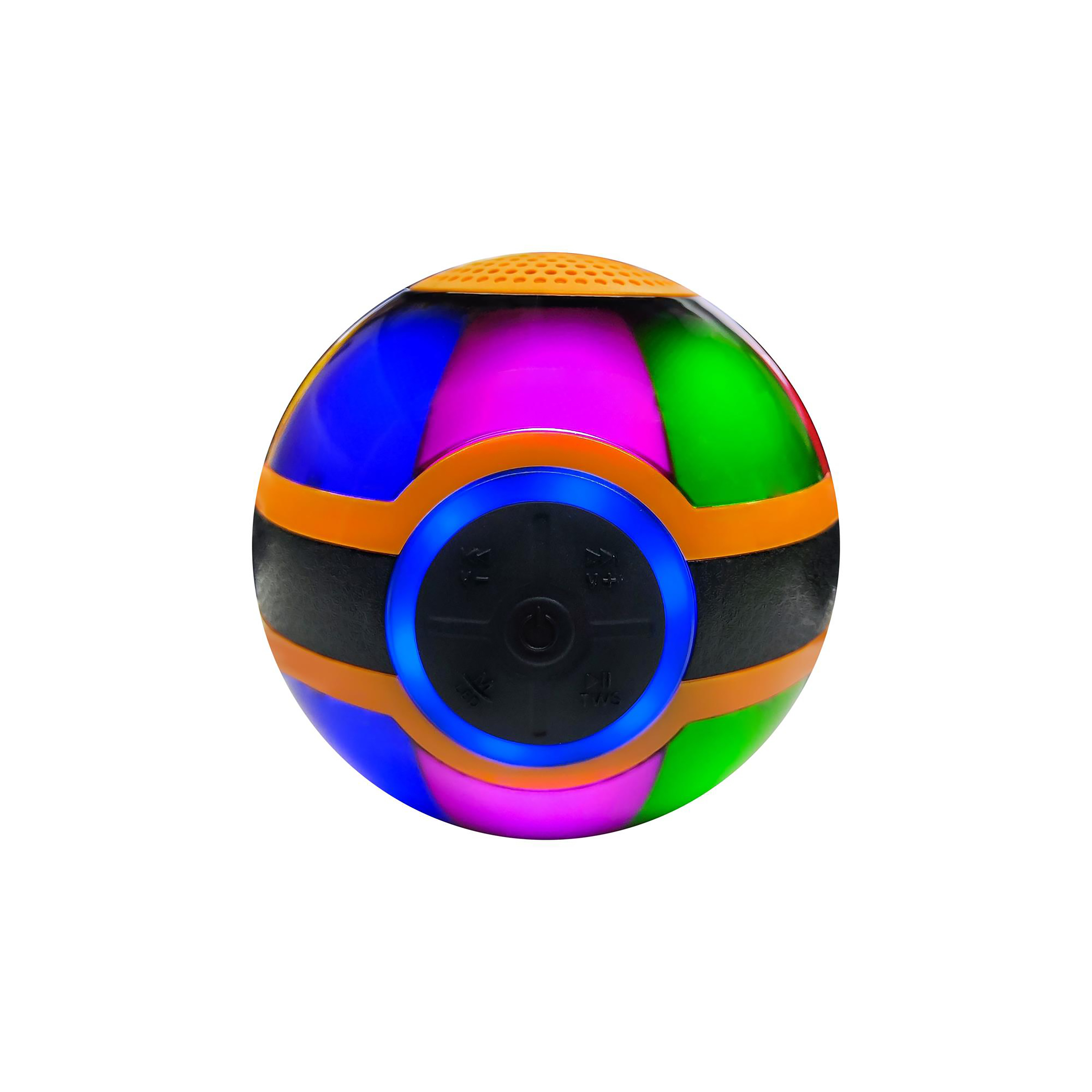 Portable Wireless Music Ball Speaker with LED Lights - Orange