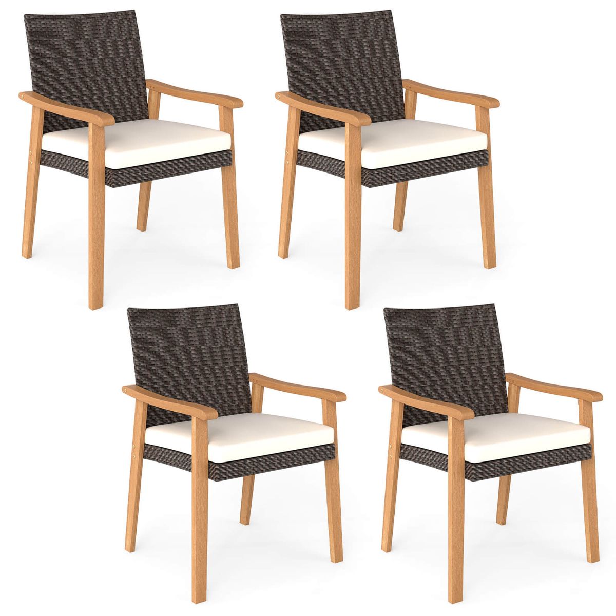Metal Frame Patio Dining Chair with Cushion (Set of 2 or 4) - Set of 4