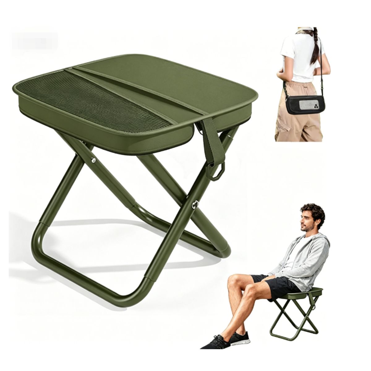 Collapsible Camping Stool - Army Green-L