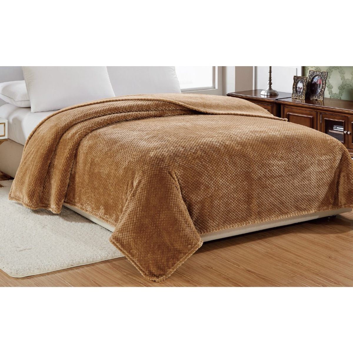 Noble House&trade; Popcorn Textured Microplush Blanket (4 Sizes) - Twin - Tan