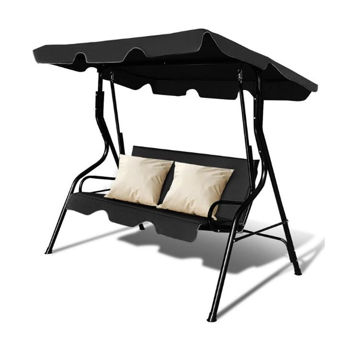 3-Seat Patio Canopy Glider Swing - Black