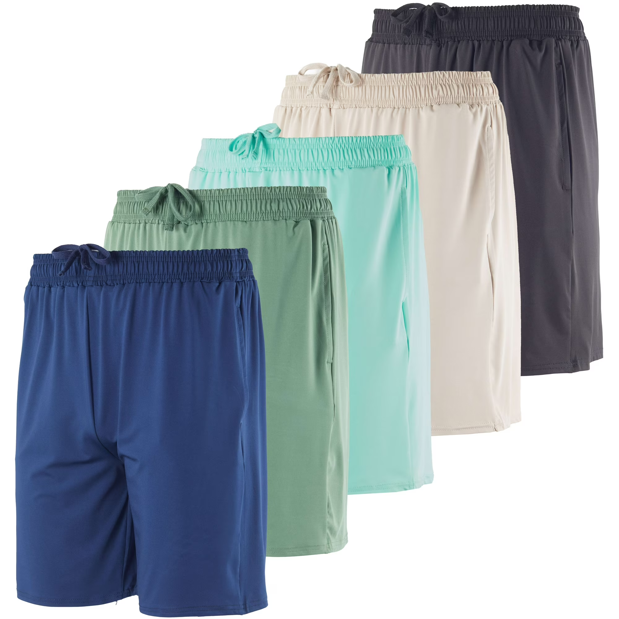 Men's Dry-Fit 7" Sweat Resistant Workout Shorts (5-Pack) - SET 2- XL