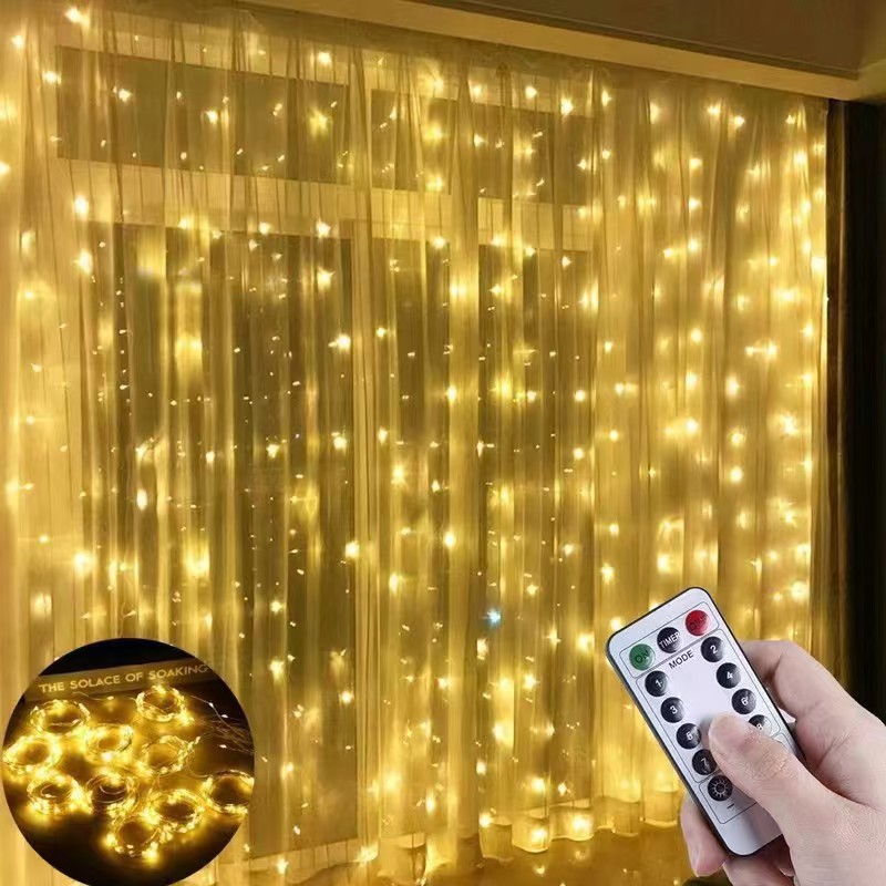 LED Curtain Fairy String Lights - Warm Light-118x79inch(200 LED)