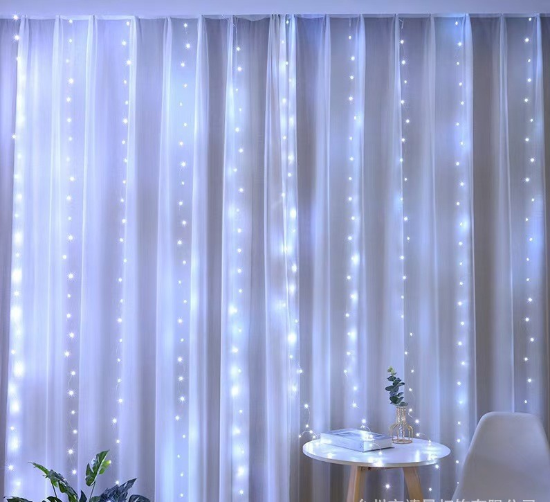 LED Curtain Fairy String Lights - White Light-118x39inch(100 LED)