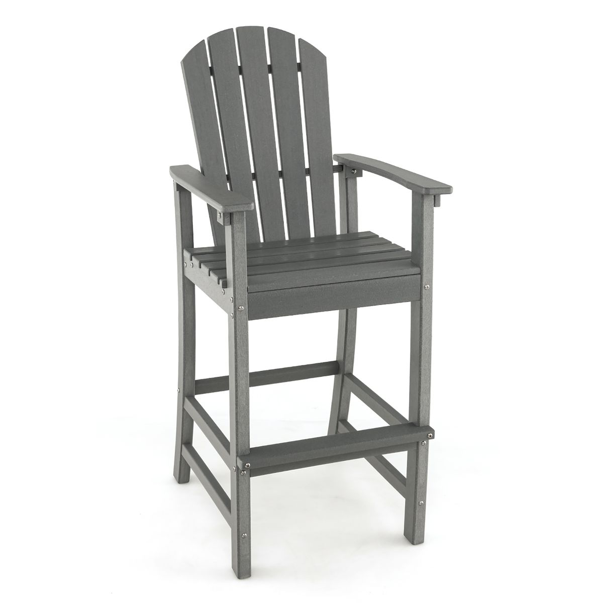 Photos - Garden Furniture Costway Outdoor HDPE Bar-Height Patio Chair - Grey NP10897GR 