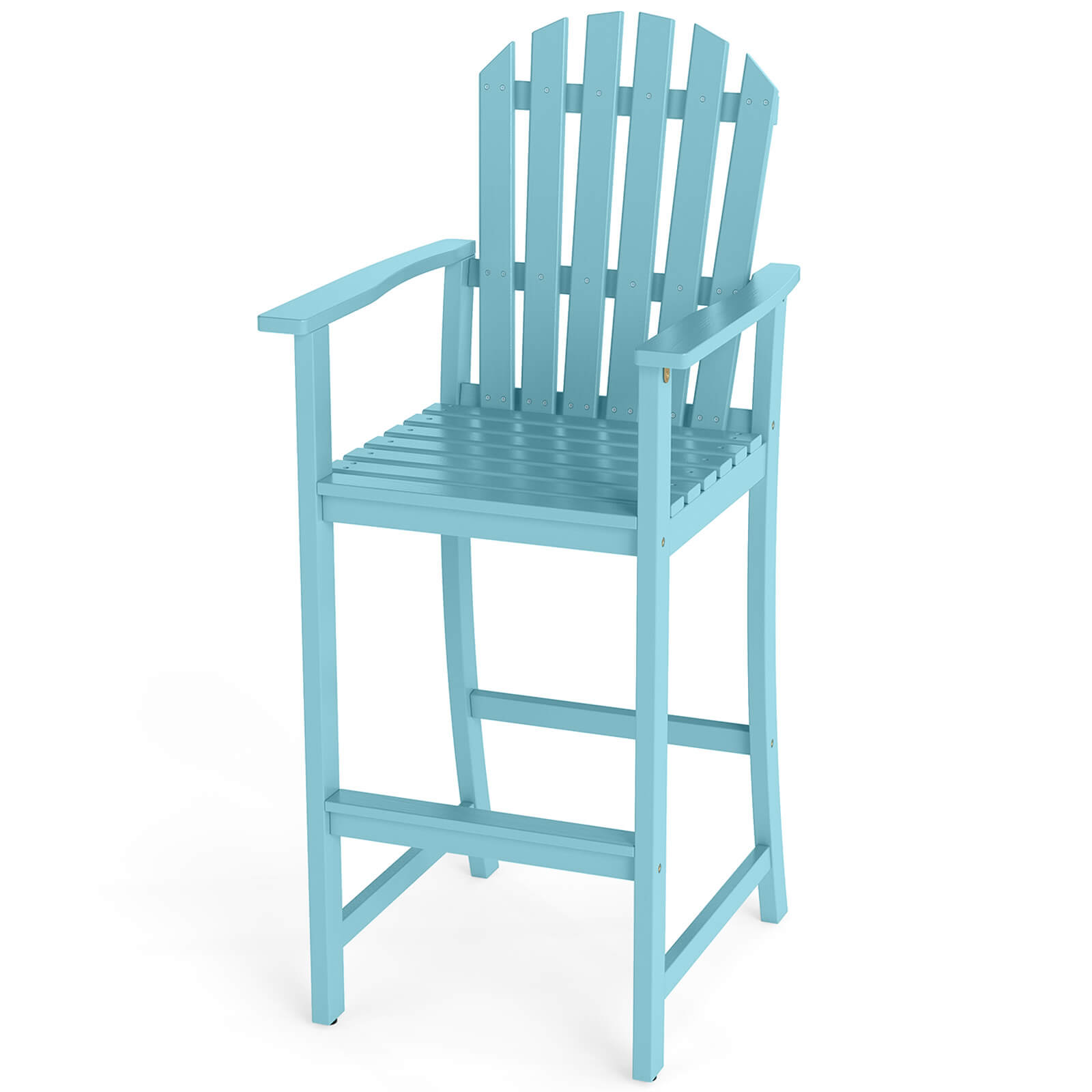Outdoor HDPE Bar-Height Patio Chair - Turquoise- 24”L