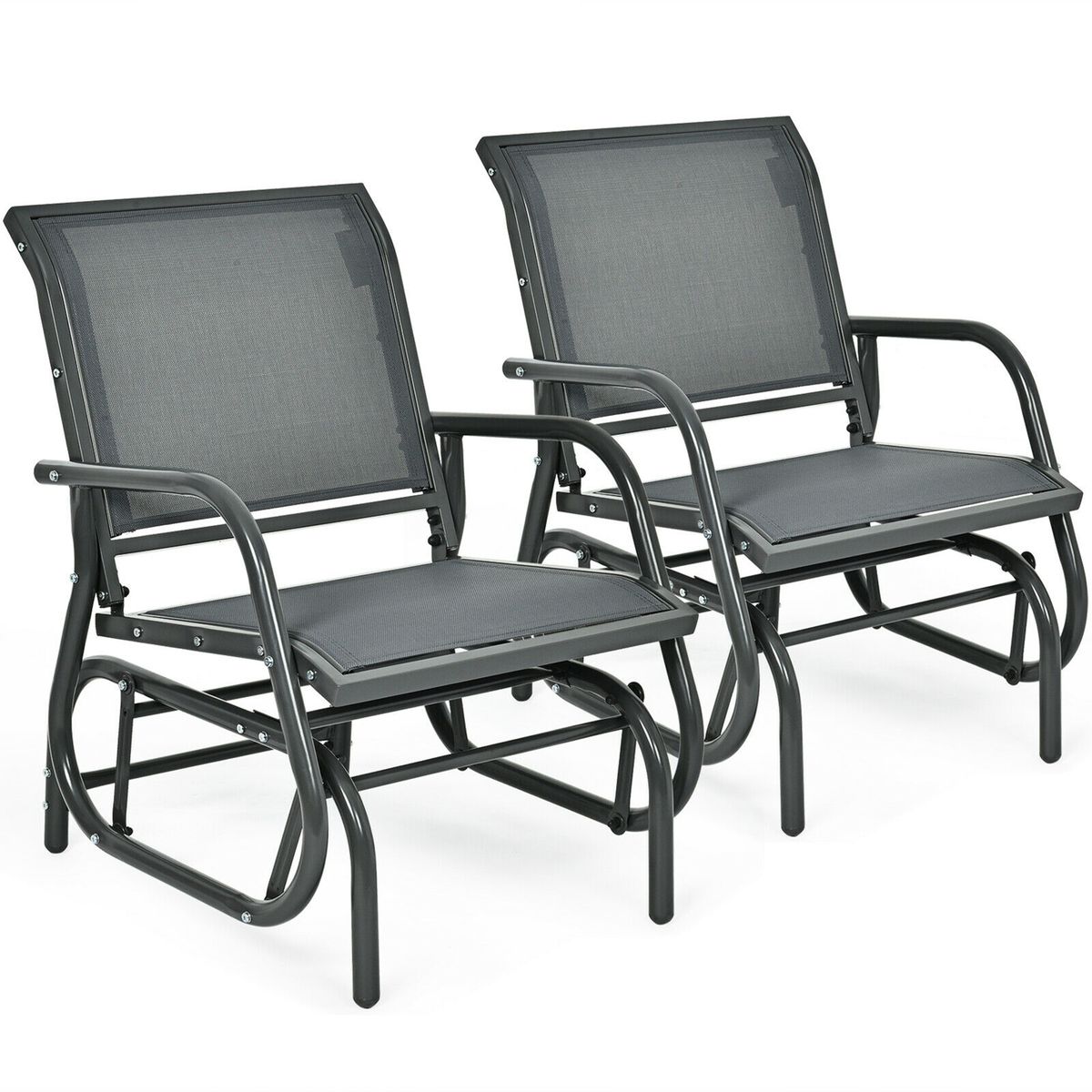 Outdoor Glider Rocking Chair (- or 2-Pack) - Gray- 2-Piece