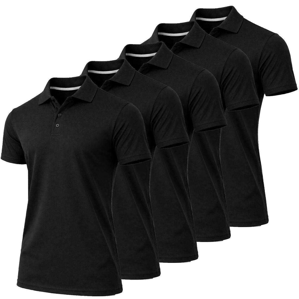 Men's Dry Fit Moisture-Wicking Polo Shirt (5-Pack) - 6/JMPK-710-BK-BK-BK-BK-BK / 3XL