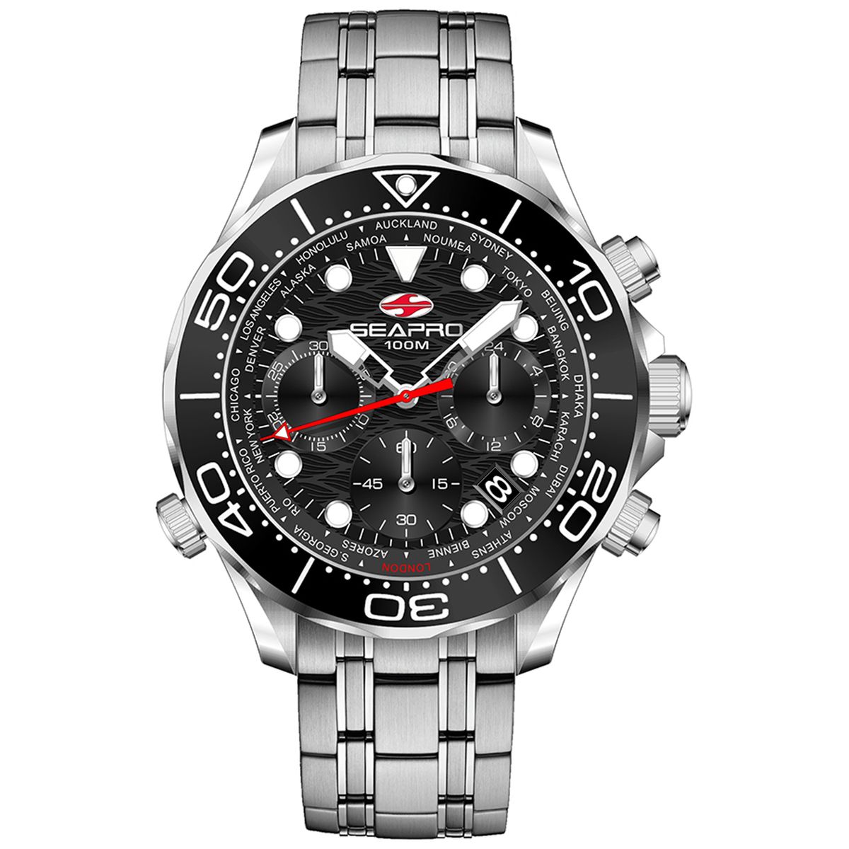 Photos - Wrist Watch Sea-Pro Seapro Seapro Men's Mondial Timer Watch - SP0150- Black Dial SP0150